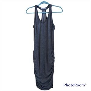 Athleta Rouched draped dress grey bra top small sleeveless